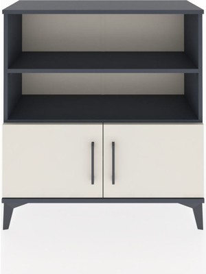 Arges Şifonyer 3 Raflı 2 Kapaklı 88X30X96 Antrasit-Aytaşı