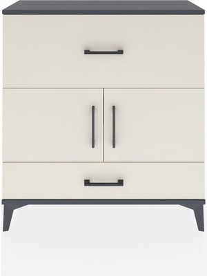 Arges Şifonyer 2 Raflı 2 Çekmeceli 2 Kapaklı 88X30X96 Antrasit-Aytaşı