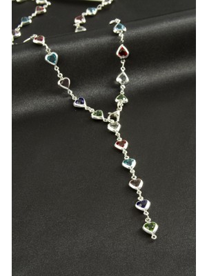 Kalp Zirkon Taşlı Y Kolye