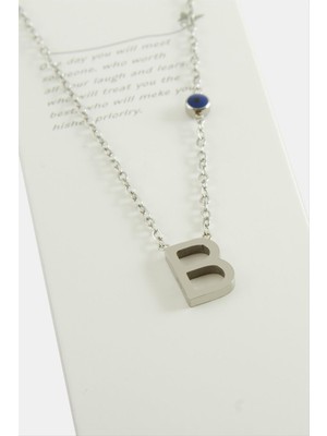 Gümüş Renkli Harfli Çelik Kolye