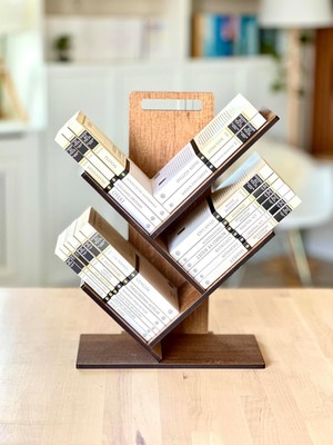 Wood - MK20 Geometrik Masaüstü Ağaç Kitaplık (Küçük)