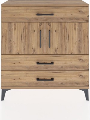 Arges Şifonyer 2 Raflı 3 Çekmeceli 2 Kapaklı 88X30X96 Çam-Çam