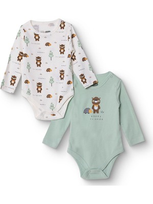 Hellobaby Erkek Bebek 2li Uzun Kol Body Çıtçıtlı Yaka Ribana Paça Uzun Kol
