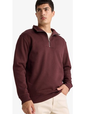 DeFacto Regular Fit Yarım Balıkçı Yaka Fermuarlı Kalın Sweatshirt F4136AX25AU