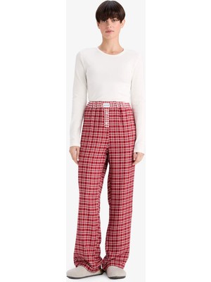 DeFacto Regular Fit Uzun Kareli Pijama Altı G1497AX25AU