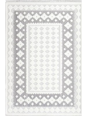 Aren Halı Imola Geometrik Beyaz Iskandinav Desenli Polyester Makine Halısı