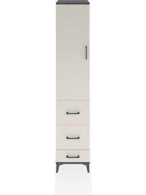 Hyperion Dolap 3 Raflı 3 Çekmeceli Tek Kapaklı 44X44X221 Antrasit-Aytaşı