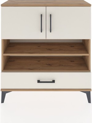 Arges Şifonyer 4 Raflı Tek Çekmeceli 2 Kapaklı 88X30X96 Çam-Aytaşı
