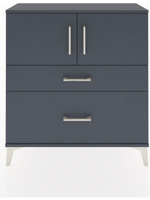 Arges Şifonyer 2 Raflı 2 Çekmeceli 2 Kapaklı 88X30X96 Antrasit-Antrasit