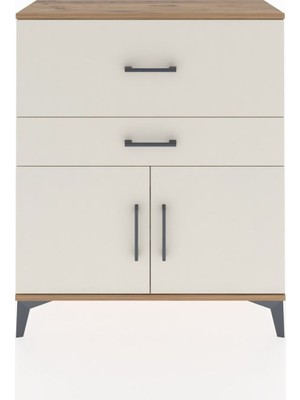 Arges Şifonyer Tek Raflı 2 Çekmeceli 2 Kapaklı 88X30X106 Çam-Aytaşı