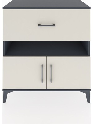 Hyperion Şifonyer Tek Raflı Tek Çekmeceli 2 Kapaklı 88X44X96 Antrasit-Aytaşı