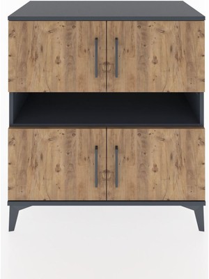 Hyperion Şifonyer 5 Raflı 4 Kapaklı 88X44X96 Antrasit-Çam