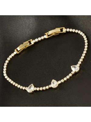 Damla Tamtur Zirkon Taşlı Lüks Kararmaz Bileklik