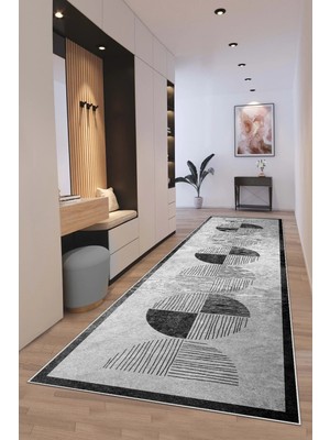 Gri Kesme Yolluk Koridor Halısı Dijital Baskı Yıkanabilir Kaymaz Taban