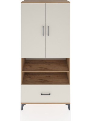 Hyperion Dolap 5 Raflı Tek Çekmeceli 2 Kapaklı 88X44X195 Çam-Aytaşı