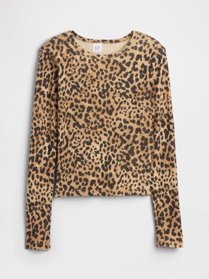 Gap Kız Çocuk Kahverengi Fitilli Pointelle T-Shirt