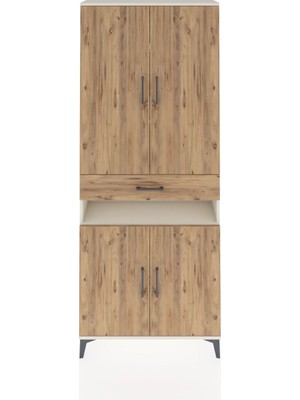 Arges Dolap 5 Raflı Tek Çekmeceli 4 Kapaklı 88X30X221 Aytaşı-Çam