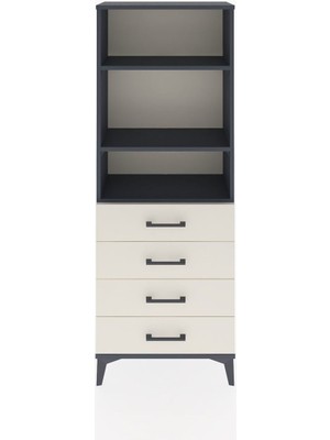 Arges Dolap 2 Raflı 4 Çekmeceli 60X30X163 Antrasit-Aytaşı