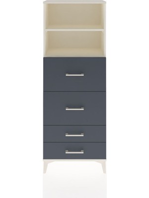 Arges Dolap 2 Raflı 4 Çekmeceli 60X30X163 Aytaşı-Antrasit