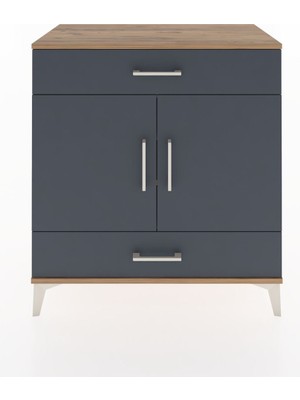 Hyperion Şifonyer 3 Raflı 2 Çekmeceli 2 Kapaklı 88X44X96 Çam-Antrasit