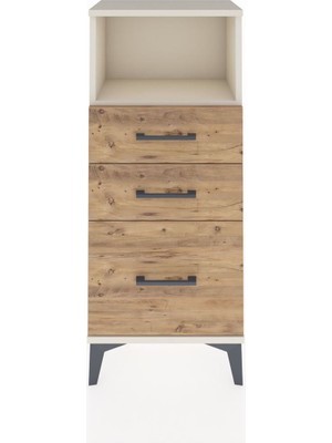 Arges Komodin Tek Raflı 3 Çekmeceli 44X30X106 Aytaşı-Çam
