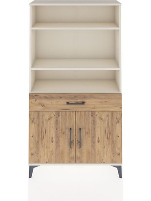 Arges Dolap 3 Raflı Tek Çekmeceli 2 Kapaklı 88X30X163 Aytaşı-Çam