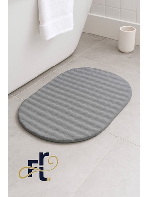 Yumuşak Peluş Banyo Paspası, Kaymaz Taban, Su Emici, Gri, 60X100 cm