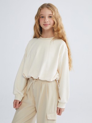 Lc Waikiki Yeni Sezon Bisiklet Yaka Basic Kız Çocuk Sweatshirt