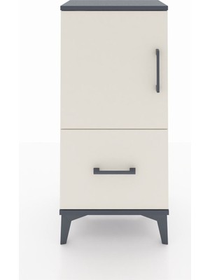 Arges Komodin 2 Raflı Tek Çekmeceli Tek Kapaklı 44X30X96 Antrasit-Aytaşı