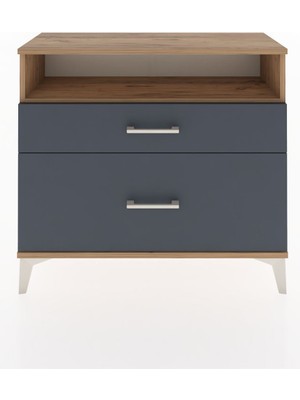 Arges Şifonyer Tek Raflı 2 Çekmeceli 88X30X80 Çam-Antrasit