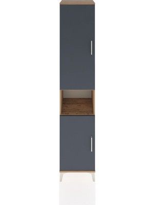 Hyperion Dolap 4 Raflı 2 Kapaklı Tek Askılı 44X44X221 Çam-Antrasit