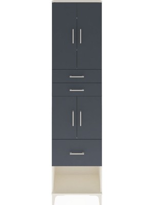 Arges Dolap 4 Raflı 3 Çekmeceli 4 Kapaklı 60X30X243 Aytaşı-Antrasit