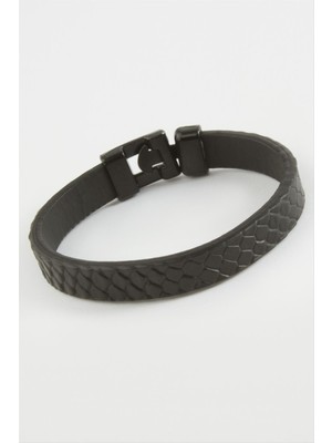 Siyah Renkli Kaliteli Suni Deri Bileklik