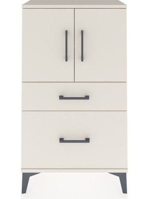 Arges Komodin 2 Raflı 2 Çekmeceli 2 Kapaklı 60X30X106 Aytaşı-Aytaşı