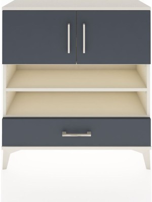 Arges Şifonyer 4 Raflı Tek Çekmeceli 2 Kapaklı 88X30X96 Aytaşı-Antrasit
