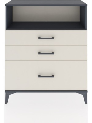 Arges Şifonyer Tek Raflı 3 Çekmeceli 88X30X106 Antrasit-Aytaşı