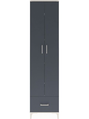 Arges Dolap 5 Raflı Tek Çekmeceli 2 Kapaklı 60X30X243 Aytaşı-Antrasit