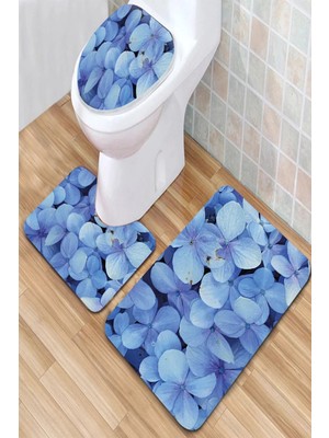 Yıkanabilir Kaymaz Dot Tabanlı 3'lü Klozet Takımı, Mavi, Pratik Kullanım