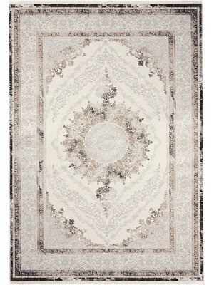 Aren Halı Roche Çerçeveli Krem Polyester Makine Halısı