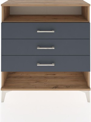 Arges Şifonyer Tek Raflı 3 Çekmeceli 88X30X96 Çam-Antrasit