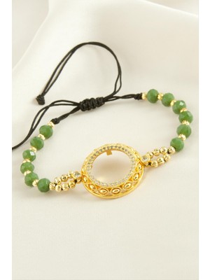 Çeyrek Altın Koyulabilir Kristal Taşlı Bileklik