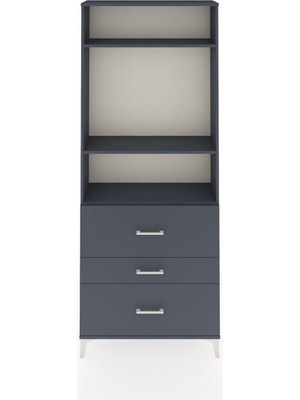 Arges Dolap 3 Raflı 3 Çekmeceli 88X30X221 Antrasit-Antrasit
