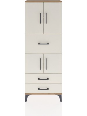 Arges Dolap 3 Raflı 3 Çekmeceli 4 Kapaklı 60X30X163 Çam-Aytaşı