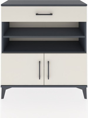 Arges Şifonyer 3 Raflı Tek Çekmeceli 2 Kapaklı 88X30X96 Antrasit-Aytaşı