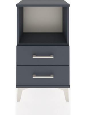 Arges Komodin Tek Raflı 2 Çekmeceli 44X30X80 Antrasit-Antrasit