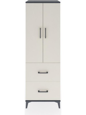 Hyperion Dolap 3 Raflı 2 Çekmeceli 2 Kapaklı 60X44X182 Antrasit-Aytaşı