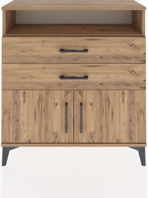 Arges Şifonyer 2 Raflı 2 Çekmeceli 2 Kapaklı 88X30X96 Çam-Çam