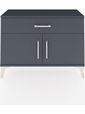 Arges Şifonyer Tek Raflı Tek Çekmeceli 2 Kapaklı 88X30X64 Antrasit-Antrasit