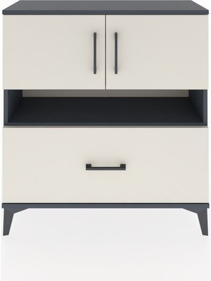 Arges Şifonyer 3 Raflı Tek Çekmeceli 2 Kapaklı 88X30X96 Antrasit-Aytaşı