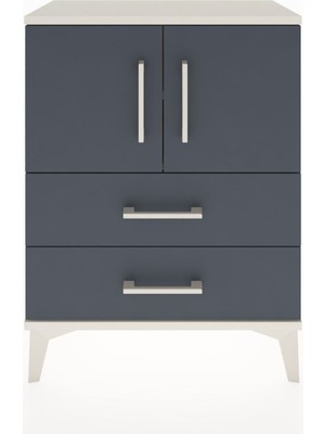 Arges Komodin 2 Raflı 2 Çekmeceli 2 Kapaklı 60X30X80 Aytaşı-Antrasit
